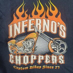 D Lab Men's Vintage 90's T Tee Shirt Graphic Inferno's Choppers Large NOS